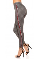 Sexy leggings geruit met contrast strepen witroodzwart
